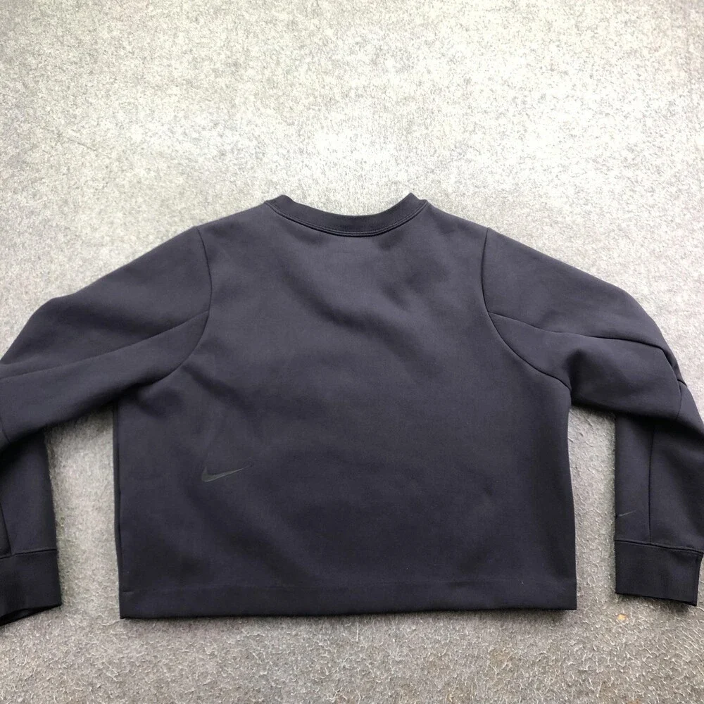 Nike Sweatshirt Womens Small Black Pullover Fleece Crewneck Side Zip Logo Yoga